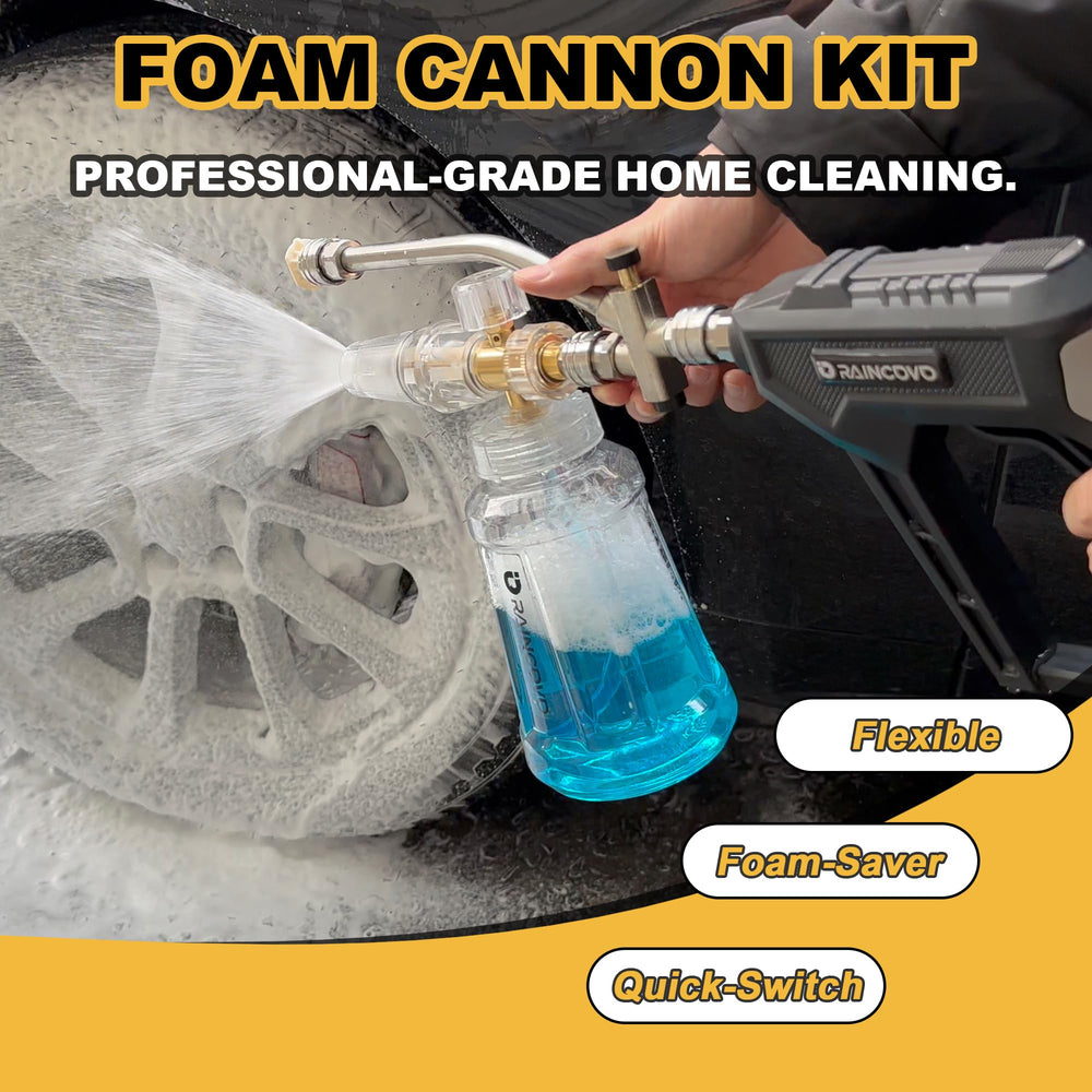 Different nozzle tips included with Raincovo Foam Cannon