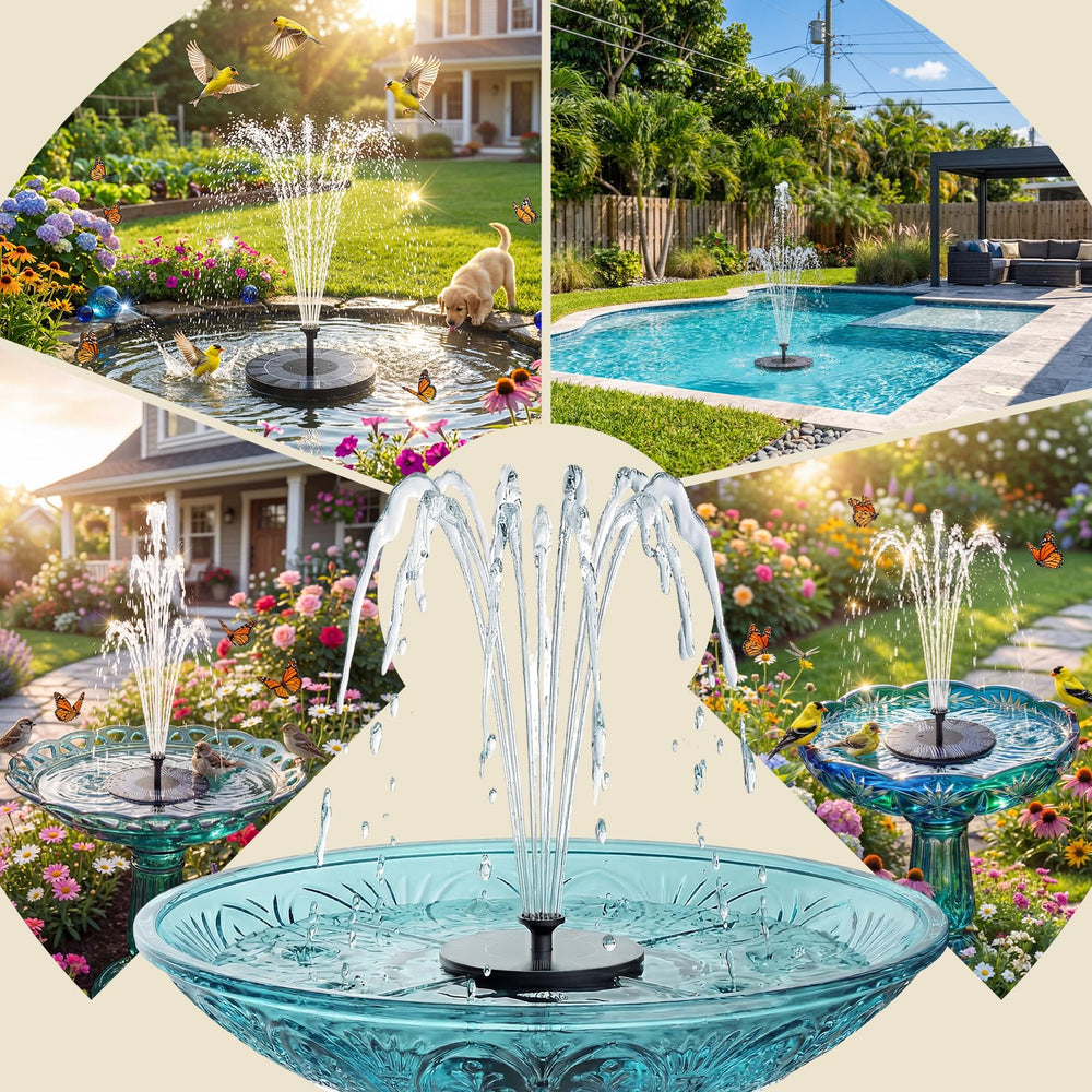Different nozzles included with the AISITIN Solar Fountain Pump