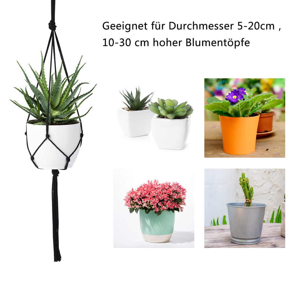 Different sizes of Augshy Macramé Plant Hangers displayed together