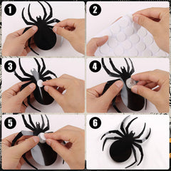 Different sizes of CCINEE 3D spider stickers displayed