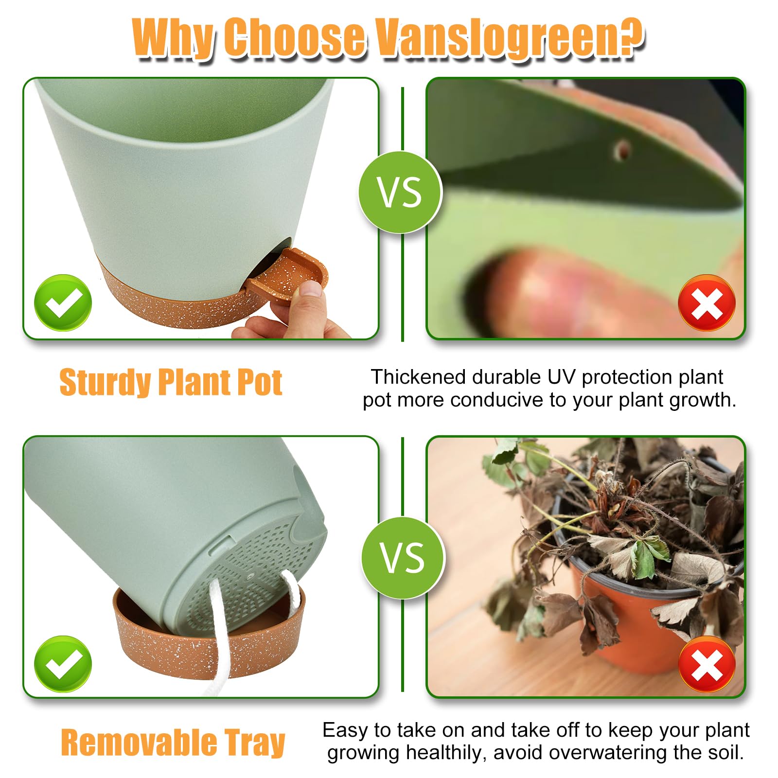 Different sizes of Vanslogreen planters stacked together