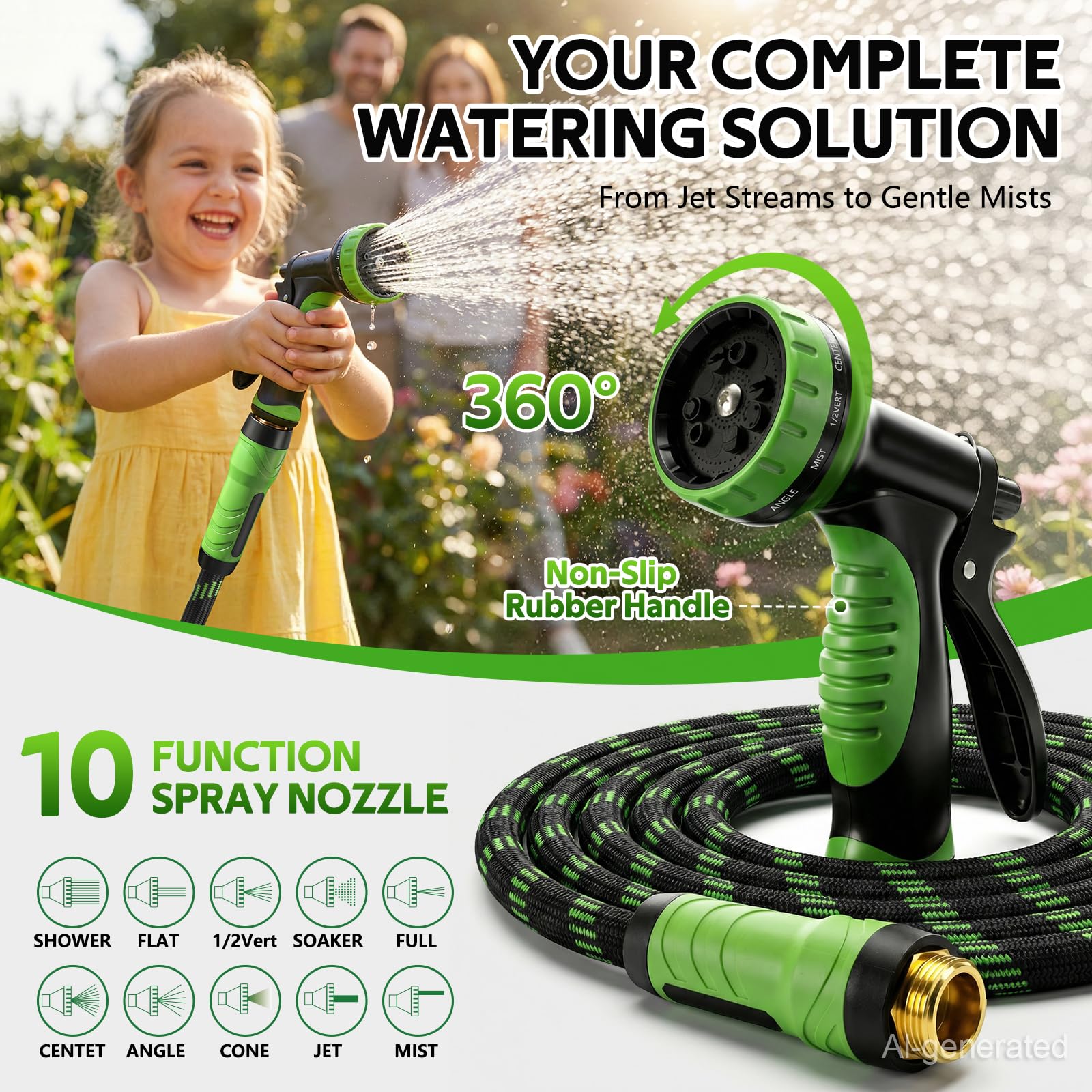 Different spray patterns of HEYRSUN hose nozzle
