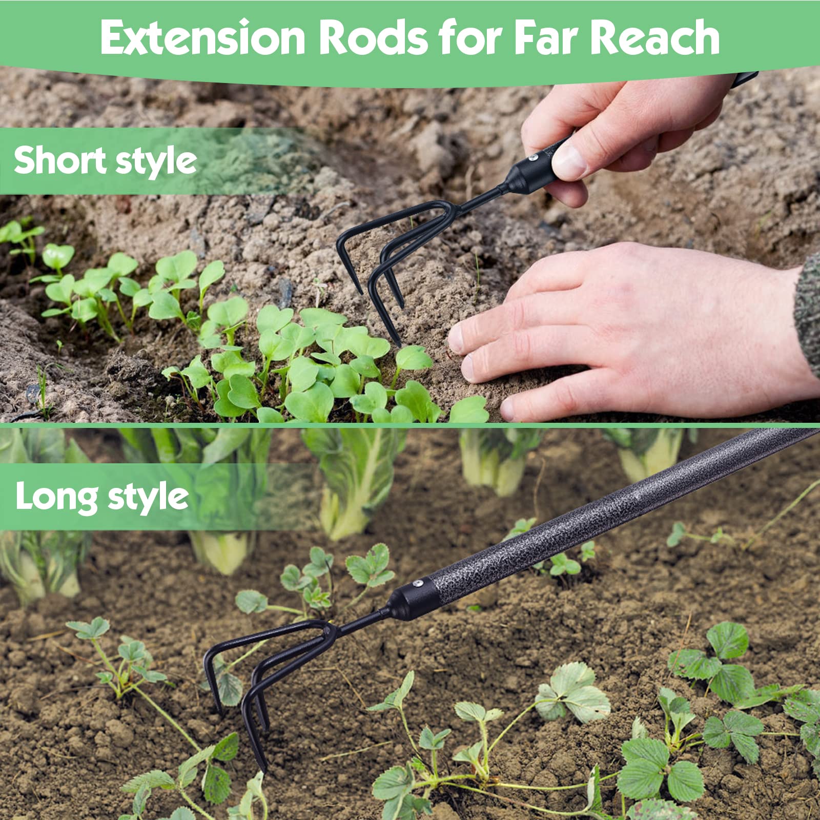 Different tools included in the INFLATION Garden Tools Set