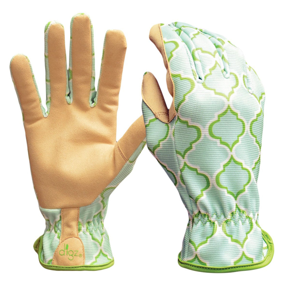 DIGZ Planter Pro Women's Gardening Gloves in geometric pattern, front view