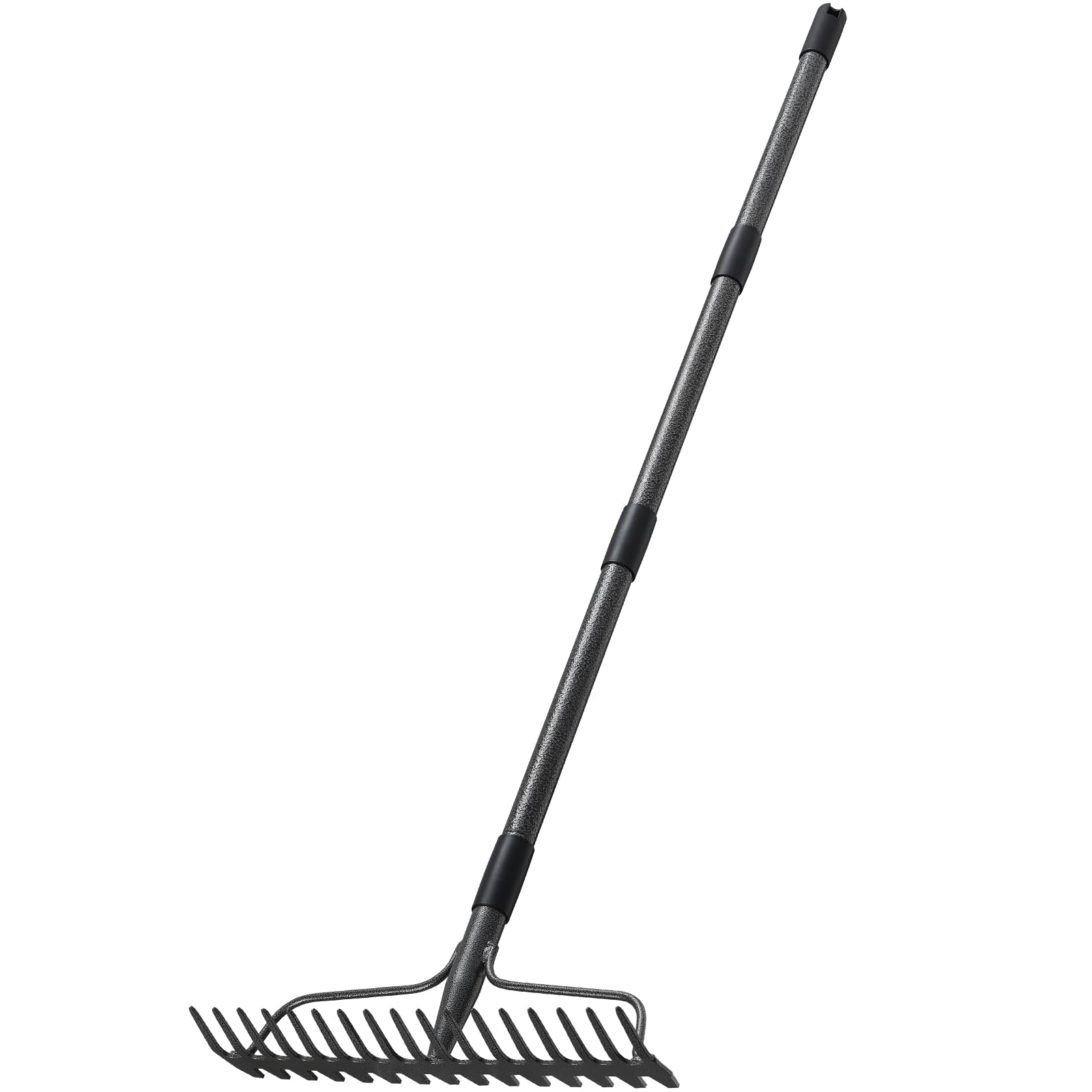 DIIG bow rake stored compactly in a garden shed