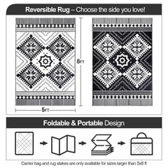 DiiKoo Outdoor Rug 5x8ft rolled up with carry bag