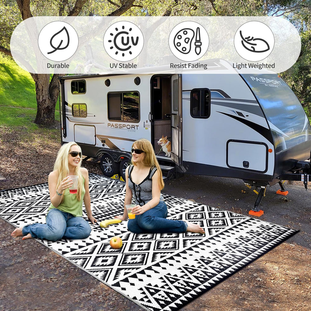 DiiKoo outdoor rug in use at a camping site