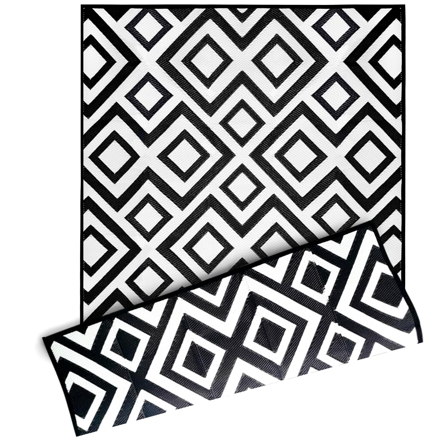 DiiKoo Outdoor Rug on a patio setting