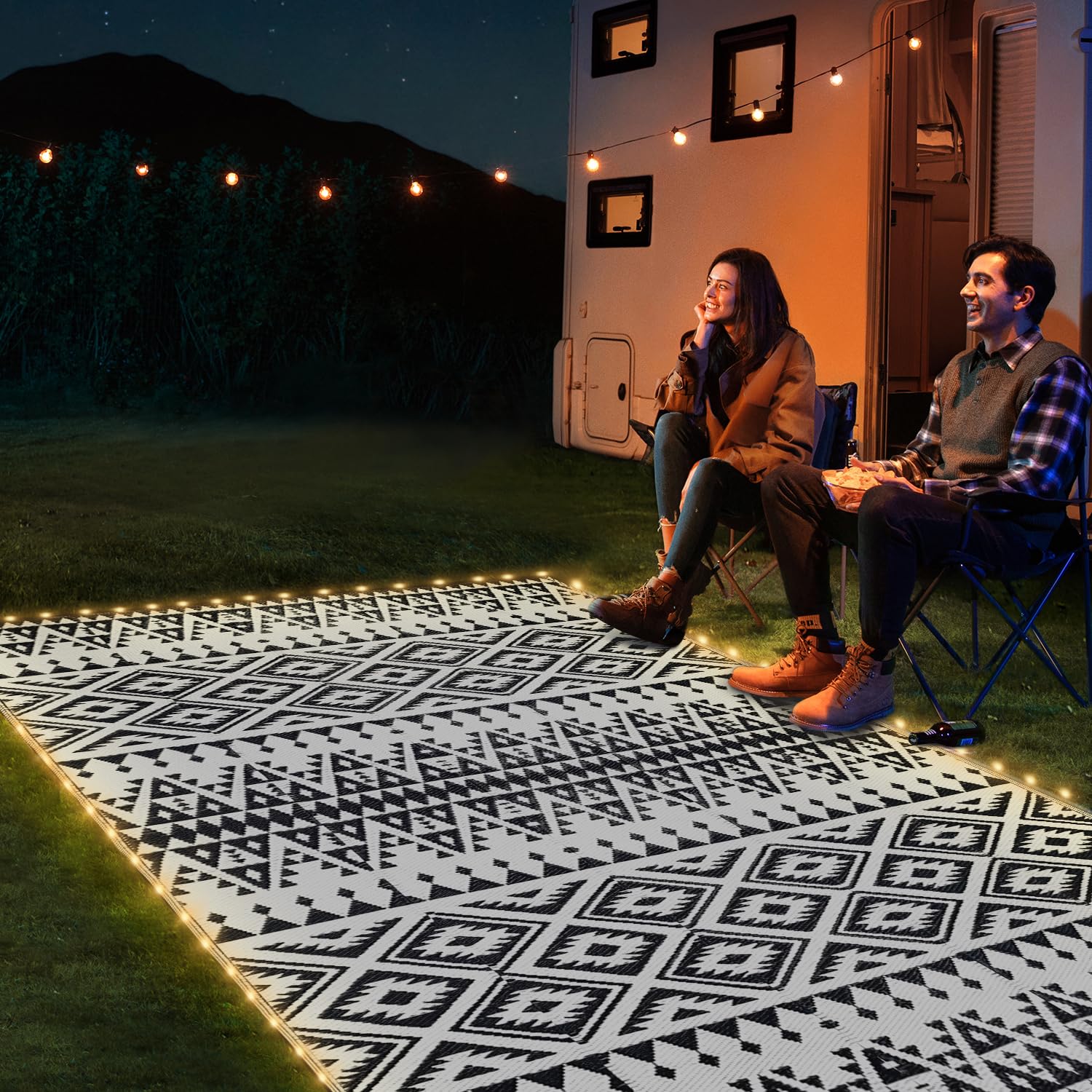 DiiKoo outdoor rug rolled up for storage