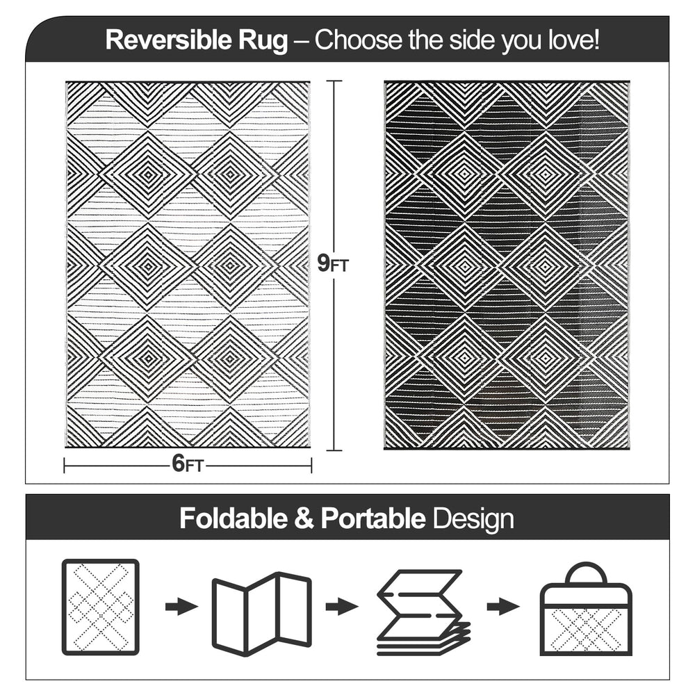 DiiKoo outdoor rug rolled up with carry bag for easy transport