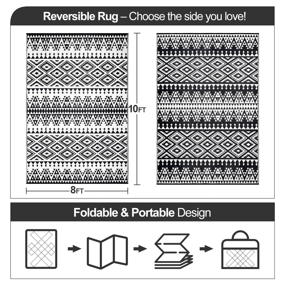 DiiKoo reversible outdoor rug folded with carry bag