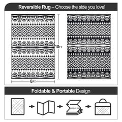 DiiKoo reversible outdoor rug folded with carry bag