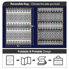 DiiKoo reversible outdoor rug placed on patio