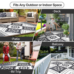 DiiKoo Waterproof Outdoor Rug 8x10ft featuring reversible geometric patterns