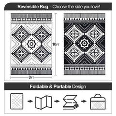 DiiKoo Waterproof Outdoor Rug 8x10ft rolled up with included carry bag