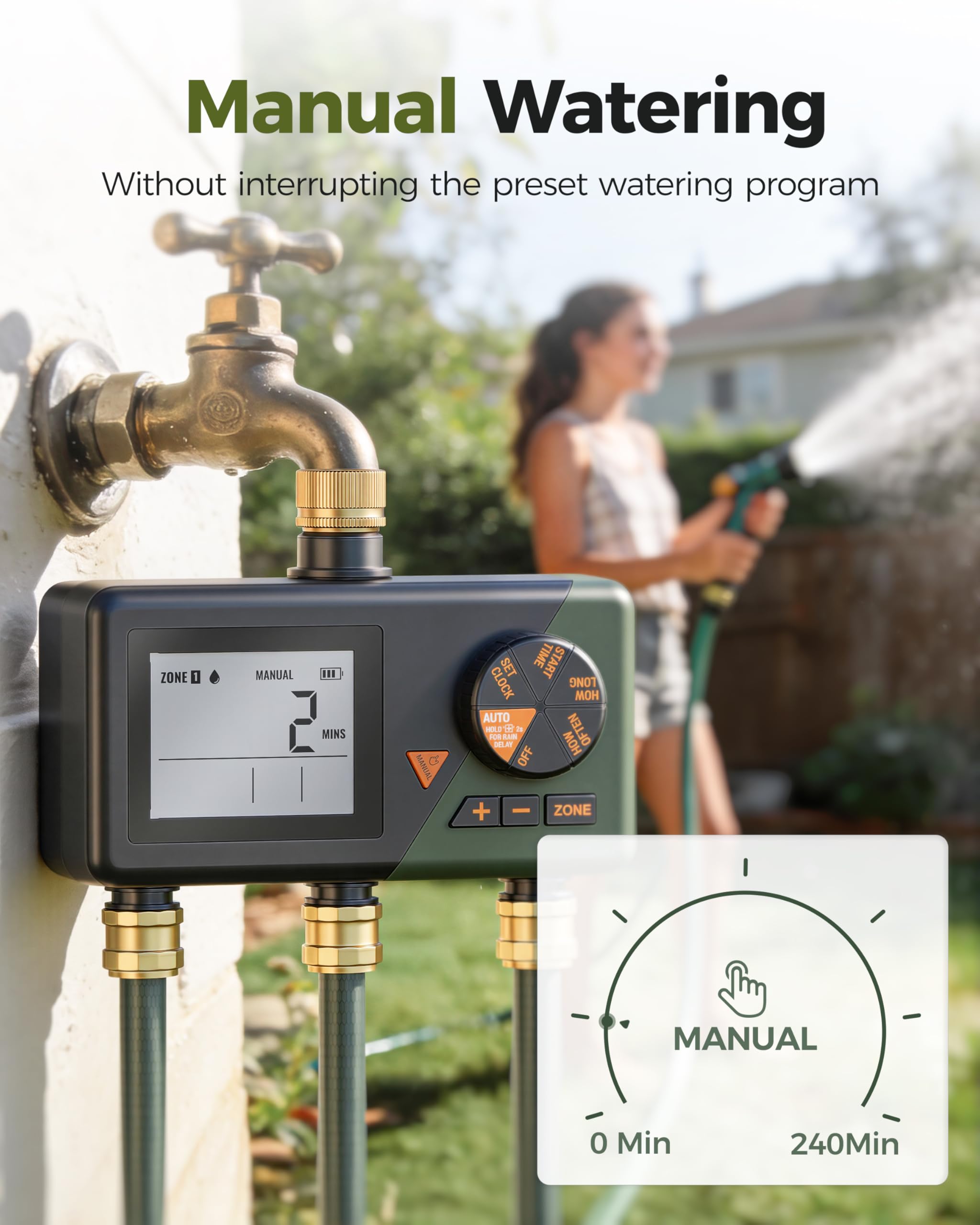 Diivoo Brass 3 Zone Timer setup instructions on display