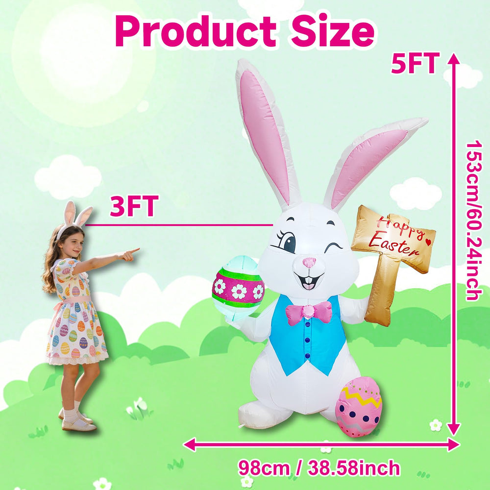 DILENK Easter inflatable bunny with LEDs, side view