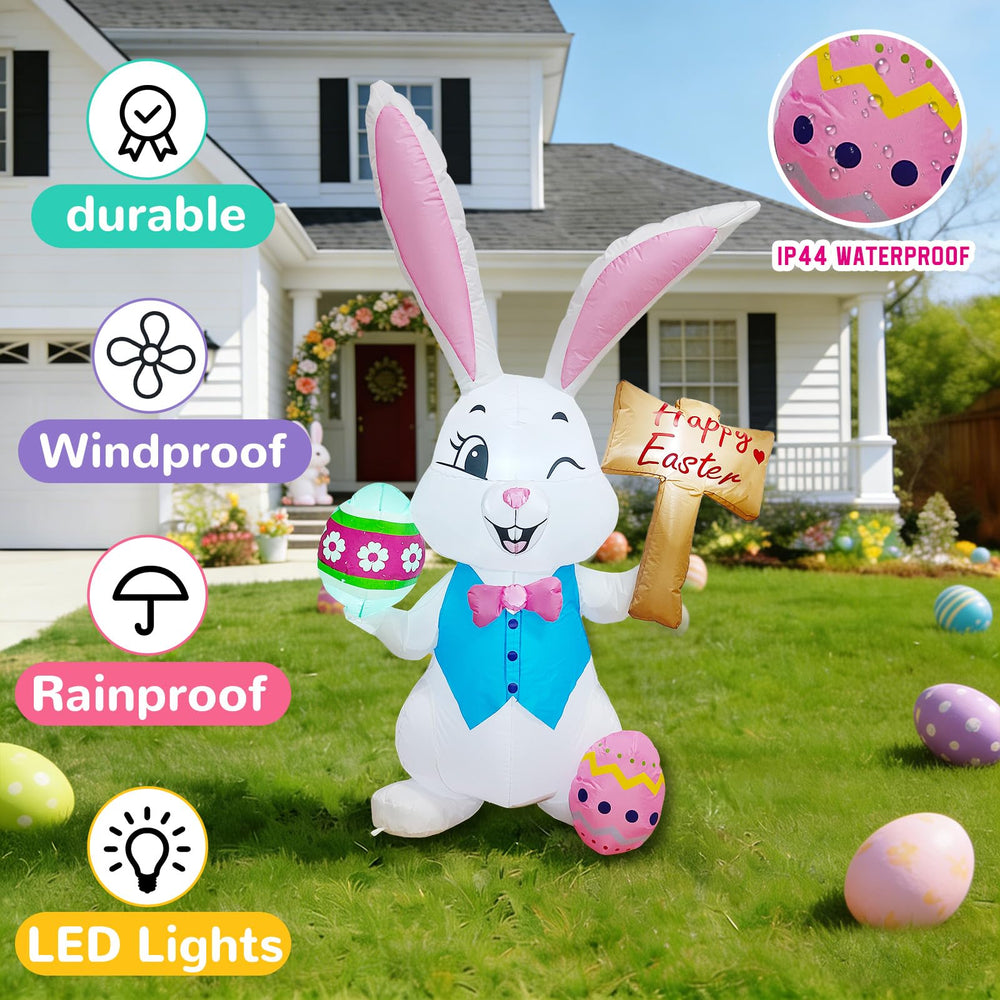 DILENK inflatable bunny setup in garden