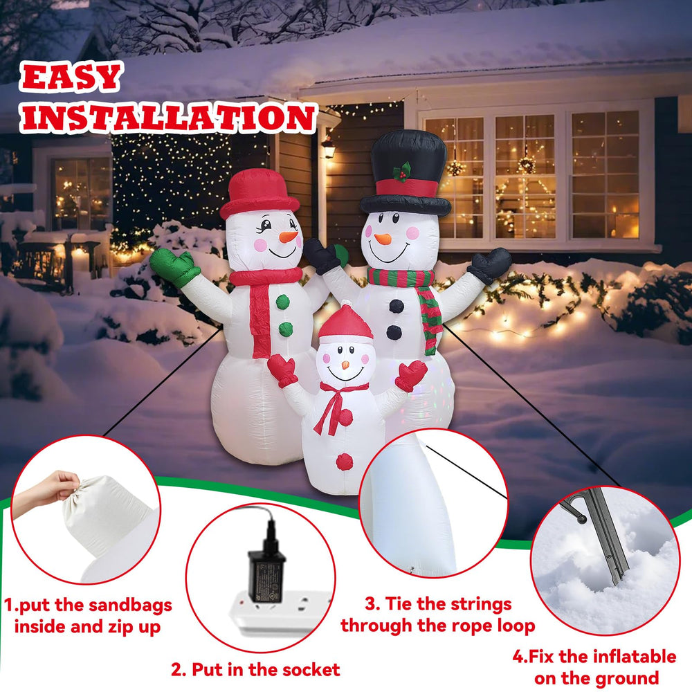 DILENK inflatable snowman family during daytime in yard