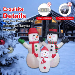 DILENK inflatable snowman family illuminated at night