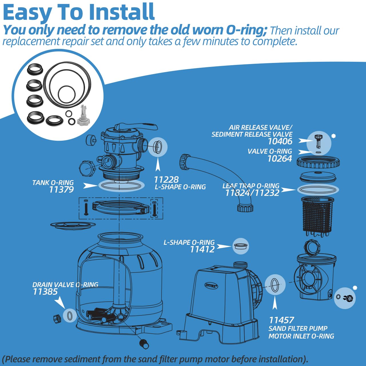 Dimakung Leaf Trap O-Rings included in the kit