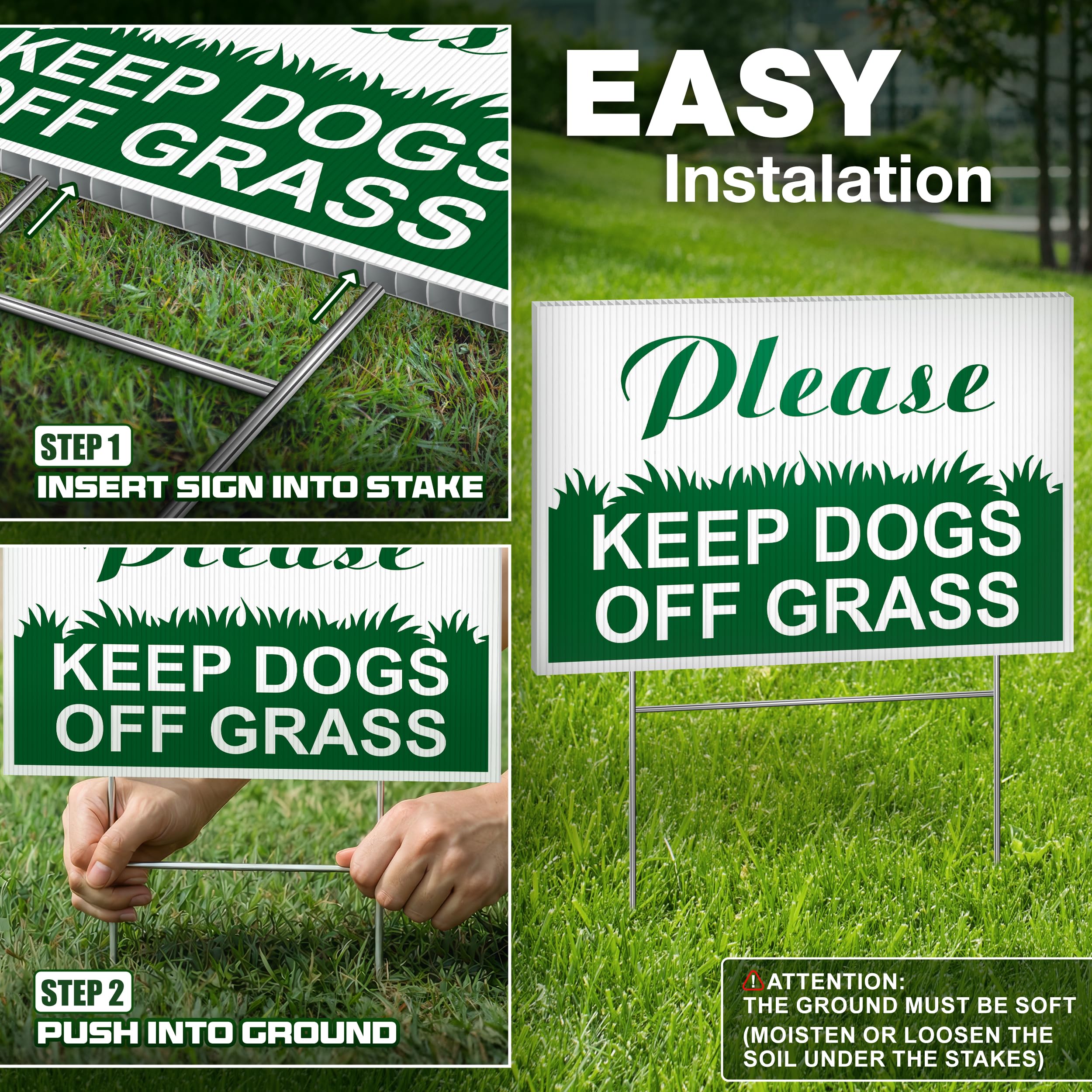 DIMARONGTON Keep Dogs Off Grass Sign close-up of wording
