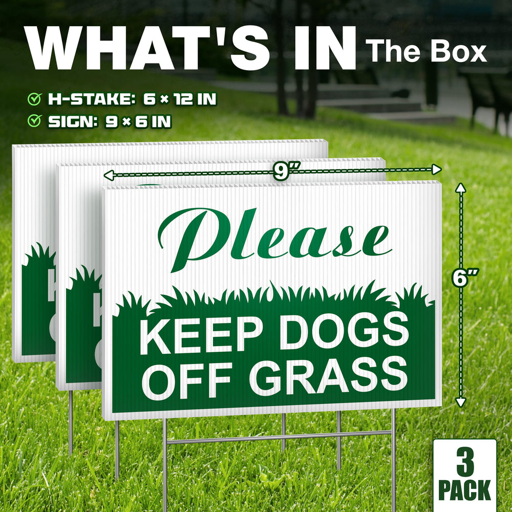 DIMARONGTON Keep Dogs Off Grass Sign showing double-sided print