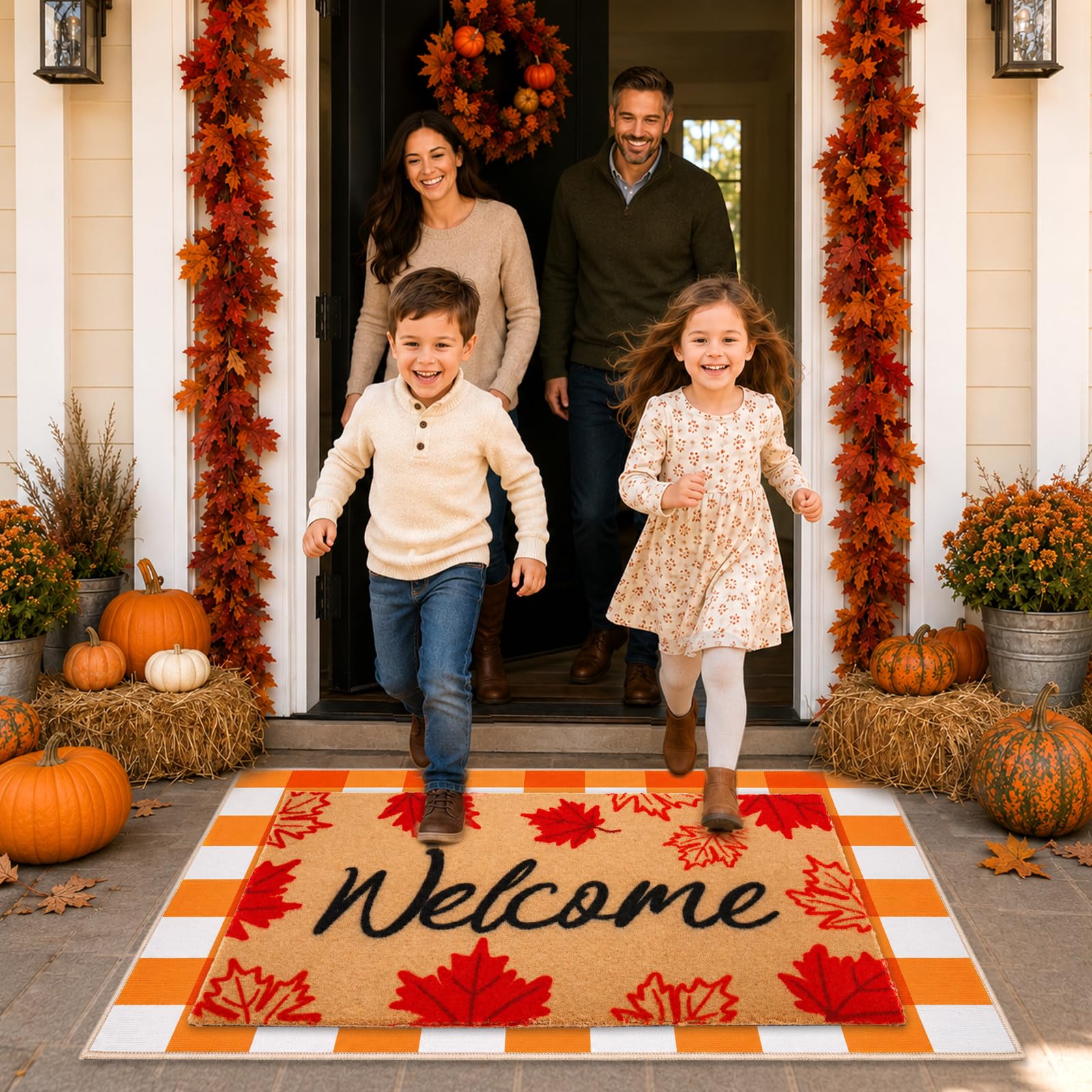 Dimensions of 60x90 cm and 43x73 cm for Fall doormat set