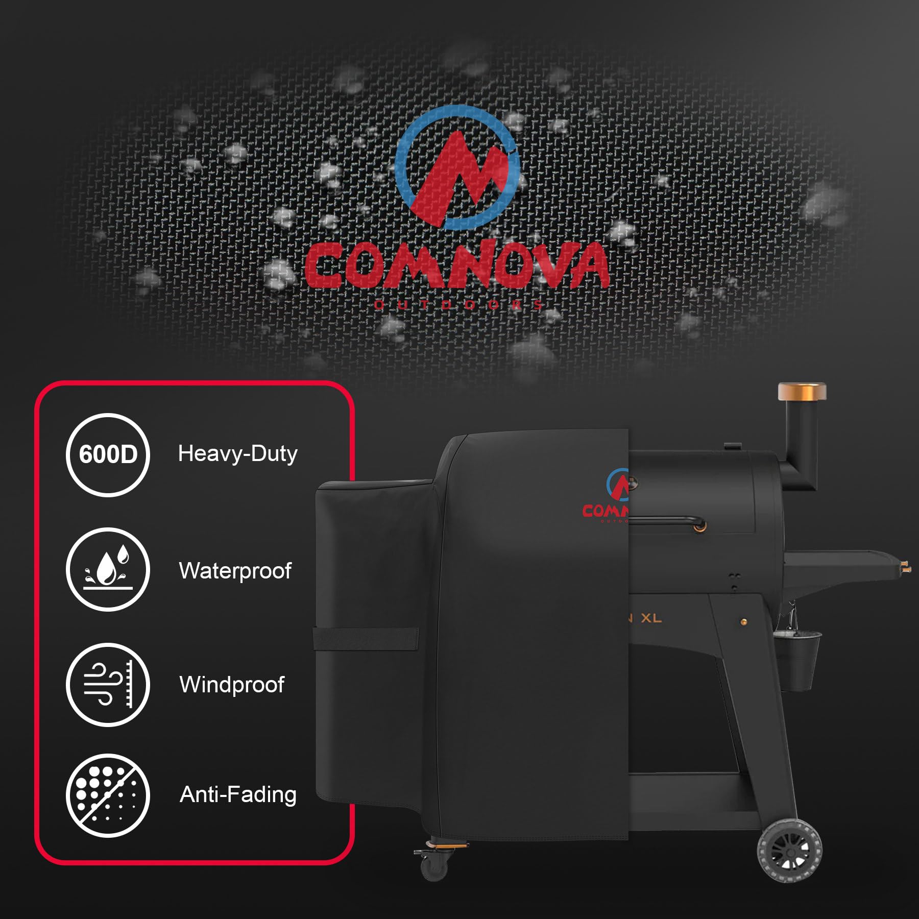 Dimensions of Comnova grill cover for Pit Boss Austin XL on measuring tape