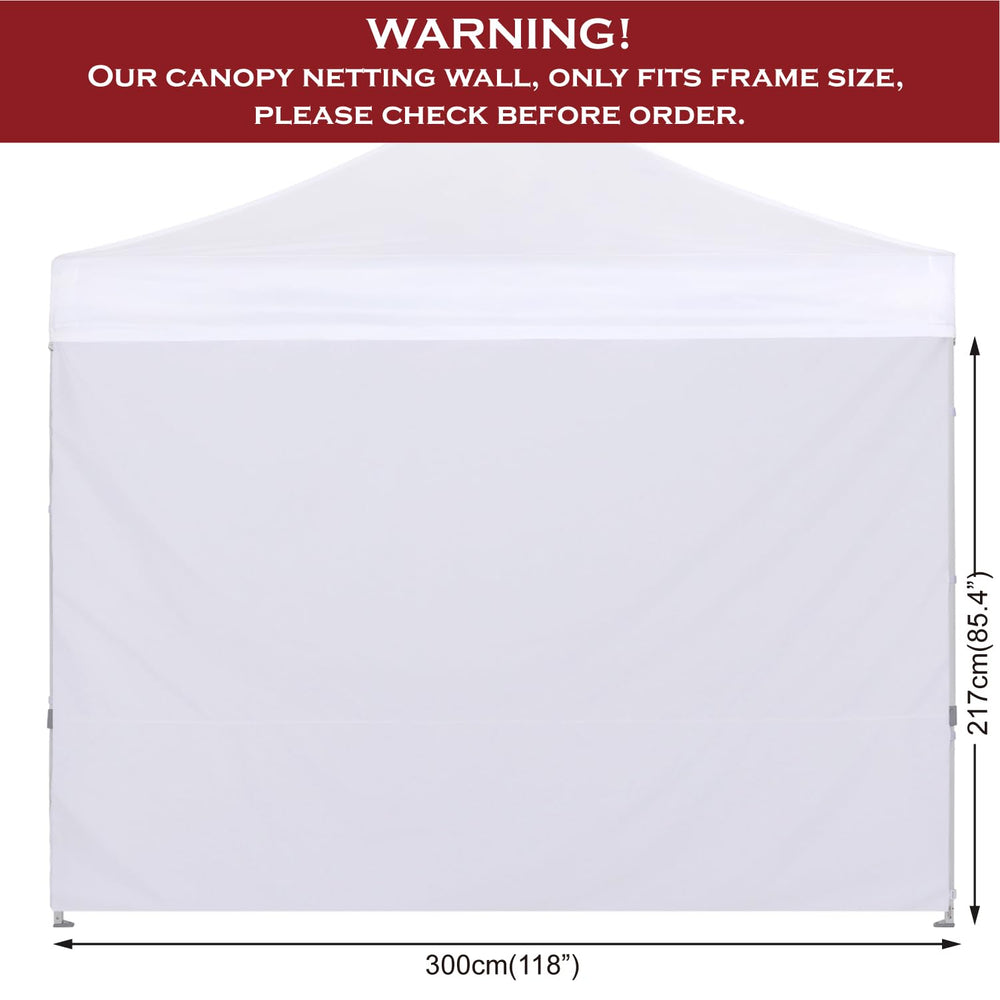 Dimensions of COOSHADE Instant Canopy SunWall 86x120 inches displayed