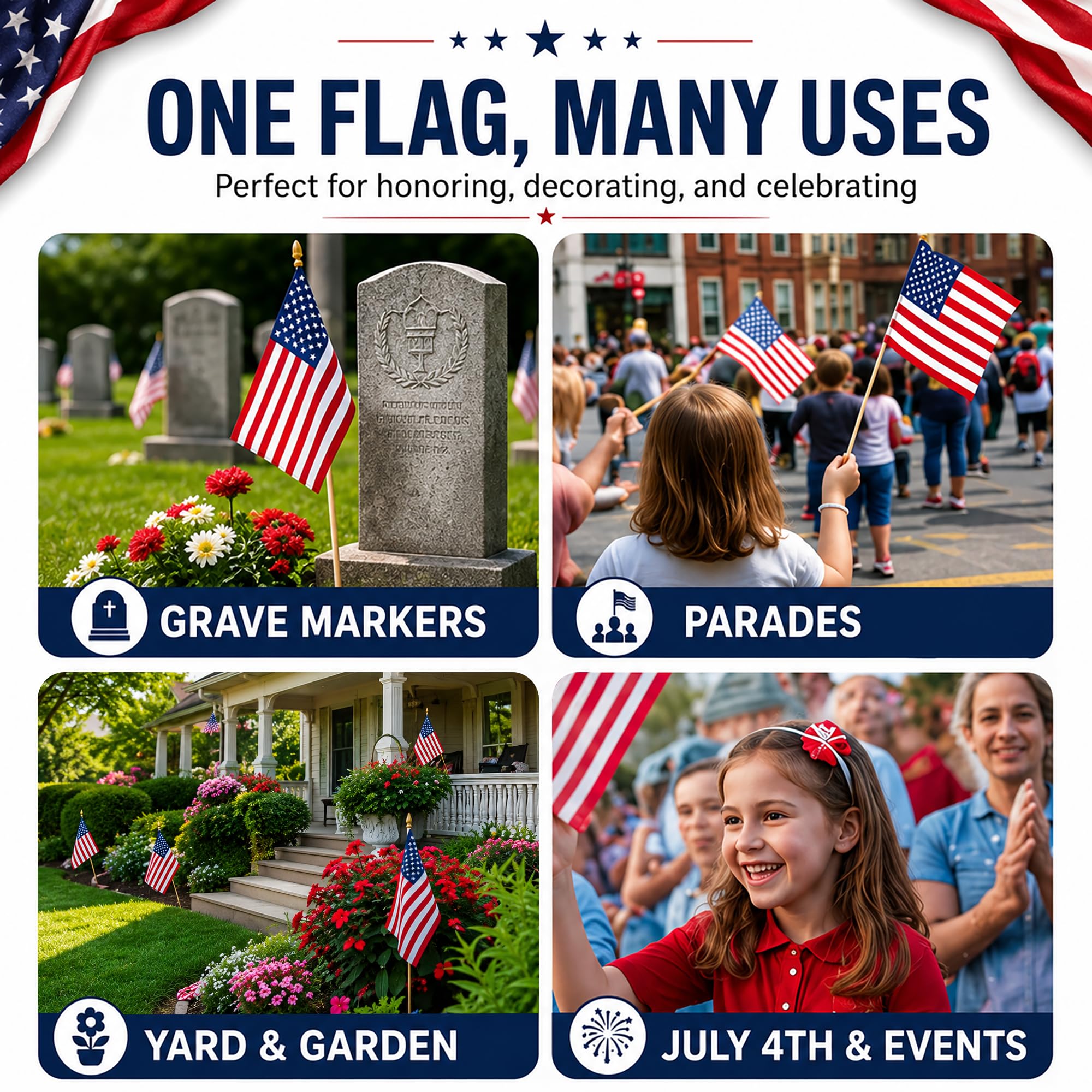 Dimensions of GiftExpress American flags with stick