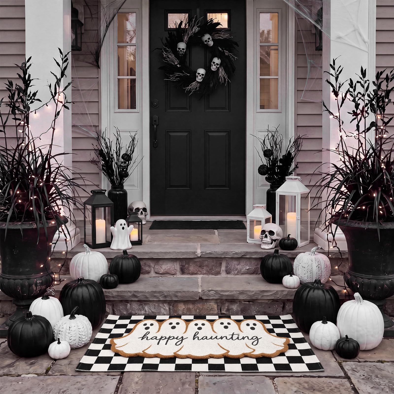 Dimensions of Honoson Halloween Ghost Doormat Set on measurement tape