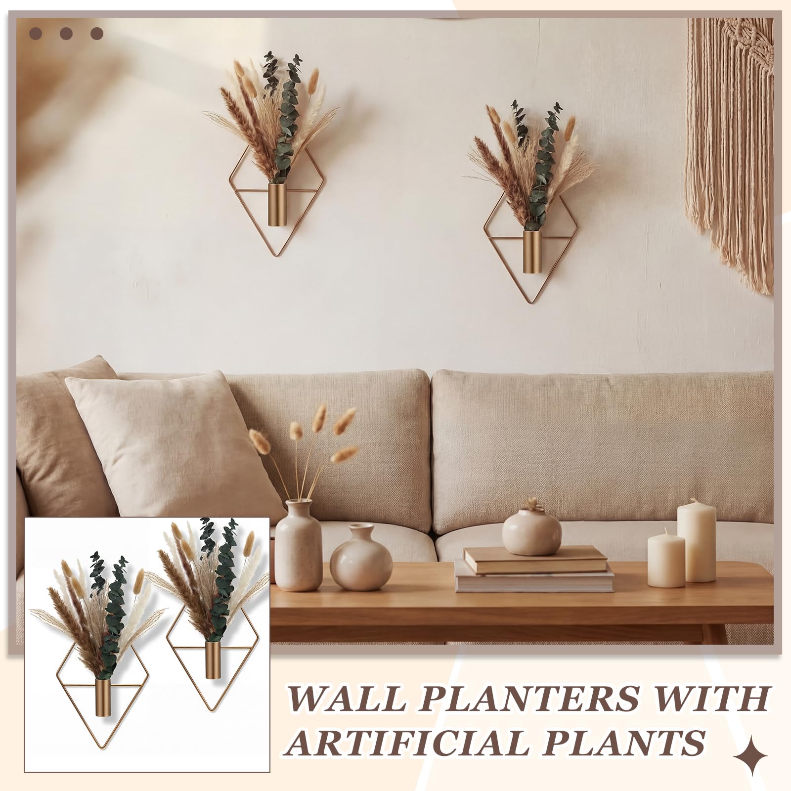 Dimensions of Jexine hanging planter with pampas