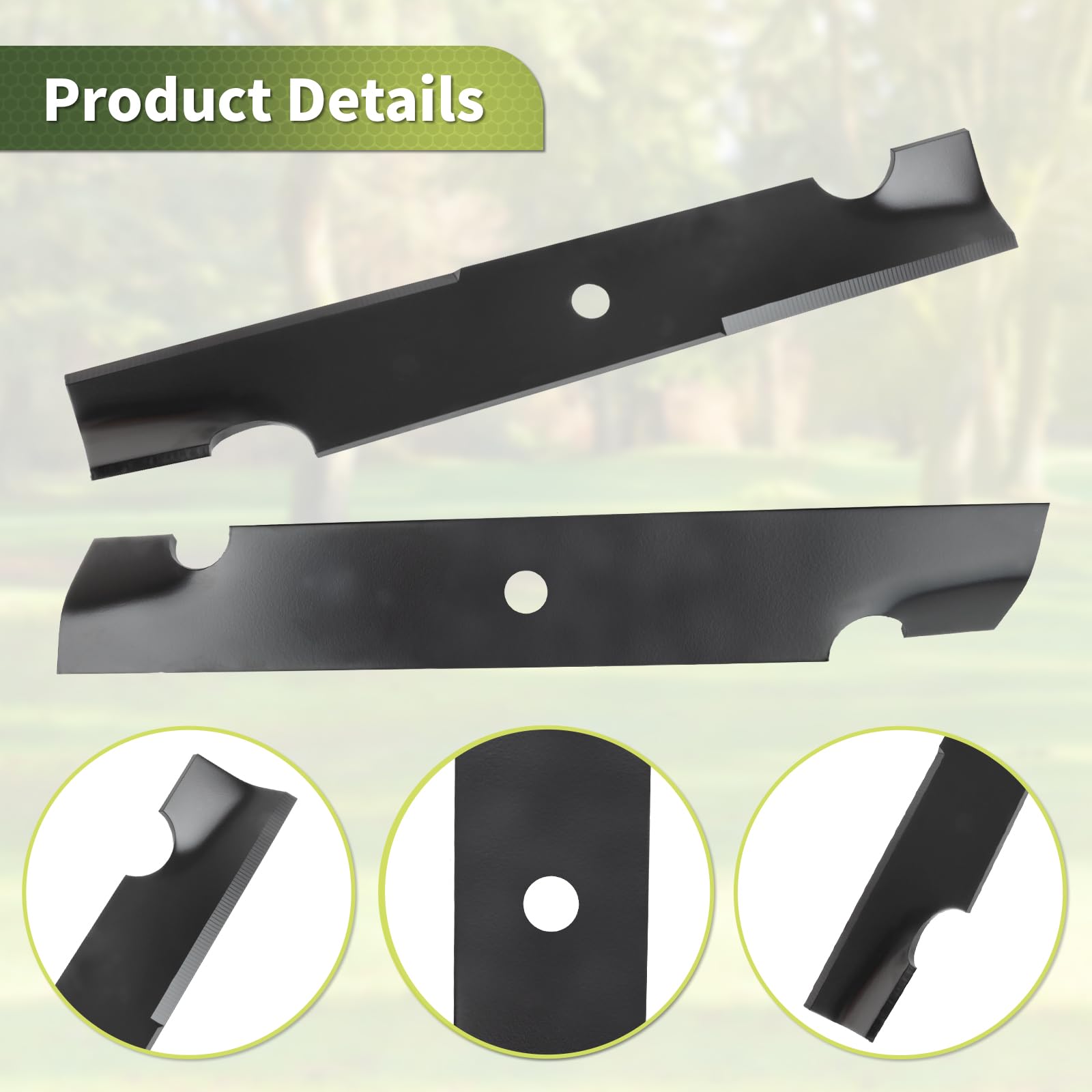 Dimensions of Keycci High Lift Blades showing length and width