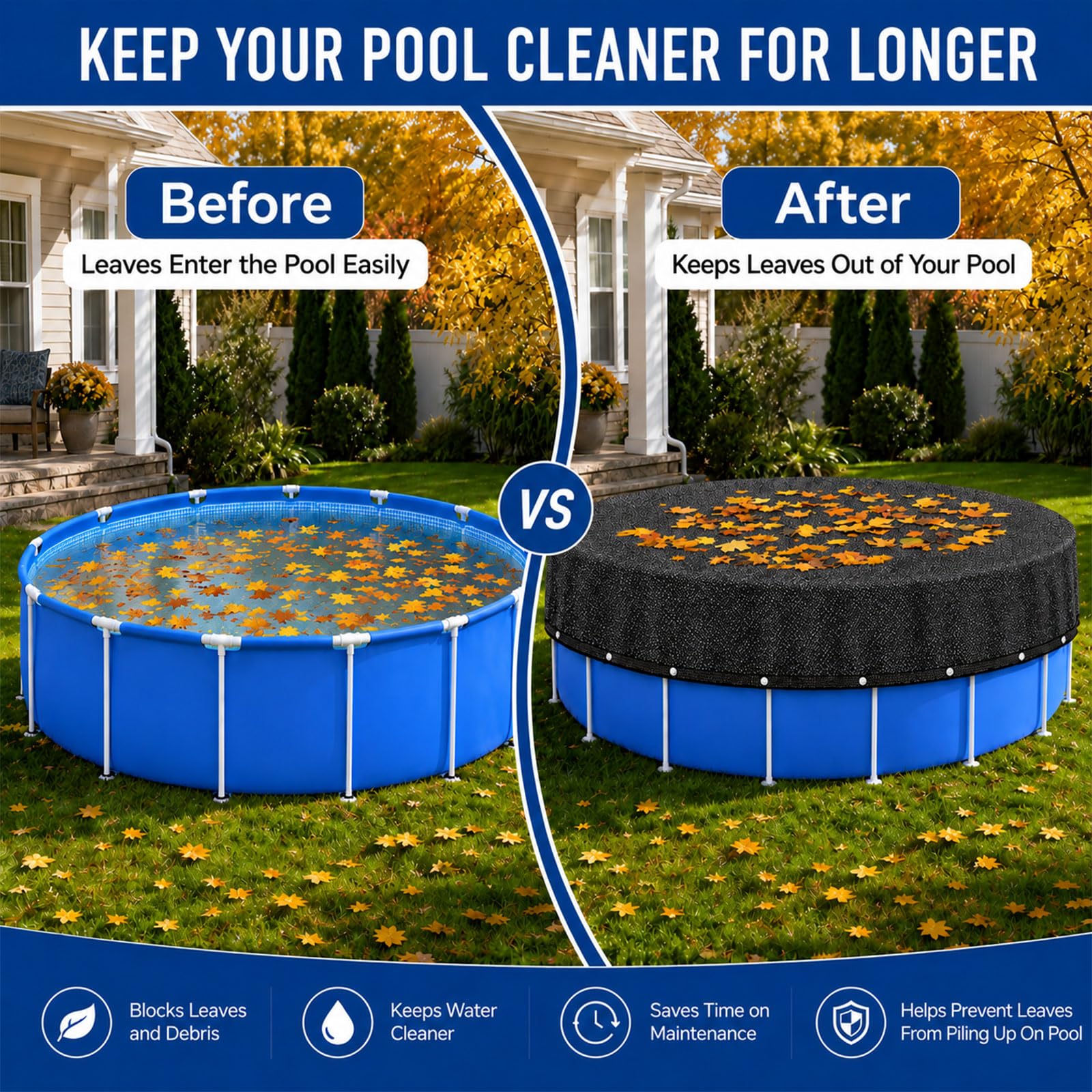 Dimensions of Nafhone Pool Leaf Net Cover packaging
