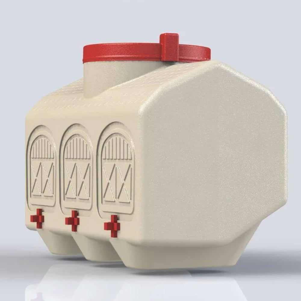Dimensions of OverEZ Chicken Waterer 22 3/4" L x 12 1/2" D x 16 1/4" H
