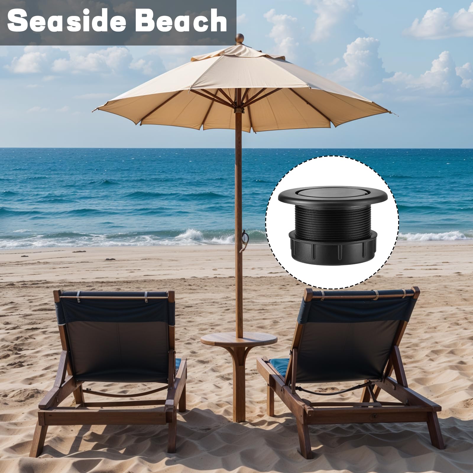 Dimensions of Prudiut umbrella hole ring plug cap set