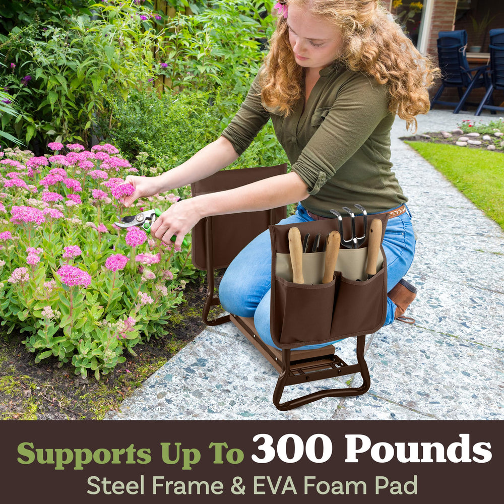 Dimensions of Pure Garden Garden Kneeler and Seat displayed