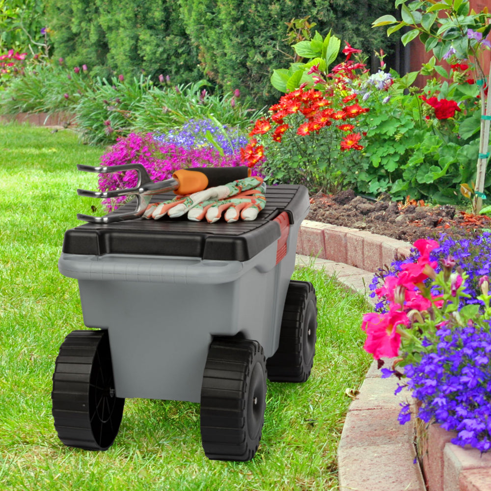 Dimensions of Pure Garden Rolling Garden Cart displayed