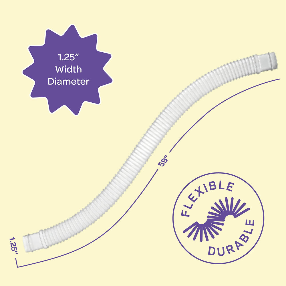 Dimensions of SEWANTA pool hose, 59 inches long, 1.25 inches diameter