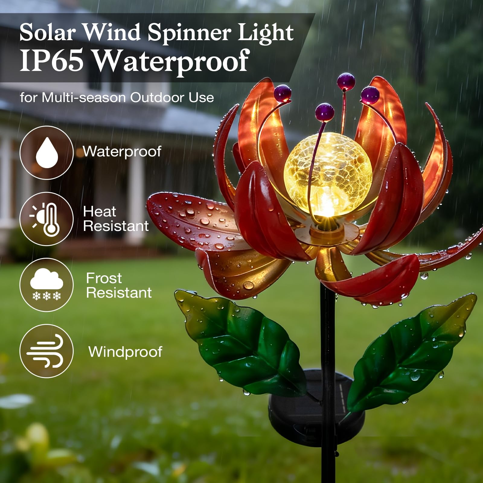 Dimensions of SUCUY lotus wind spinner with measurements