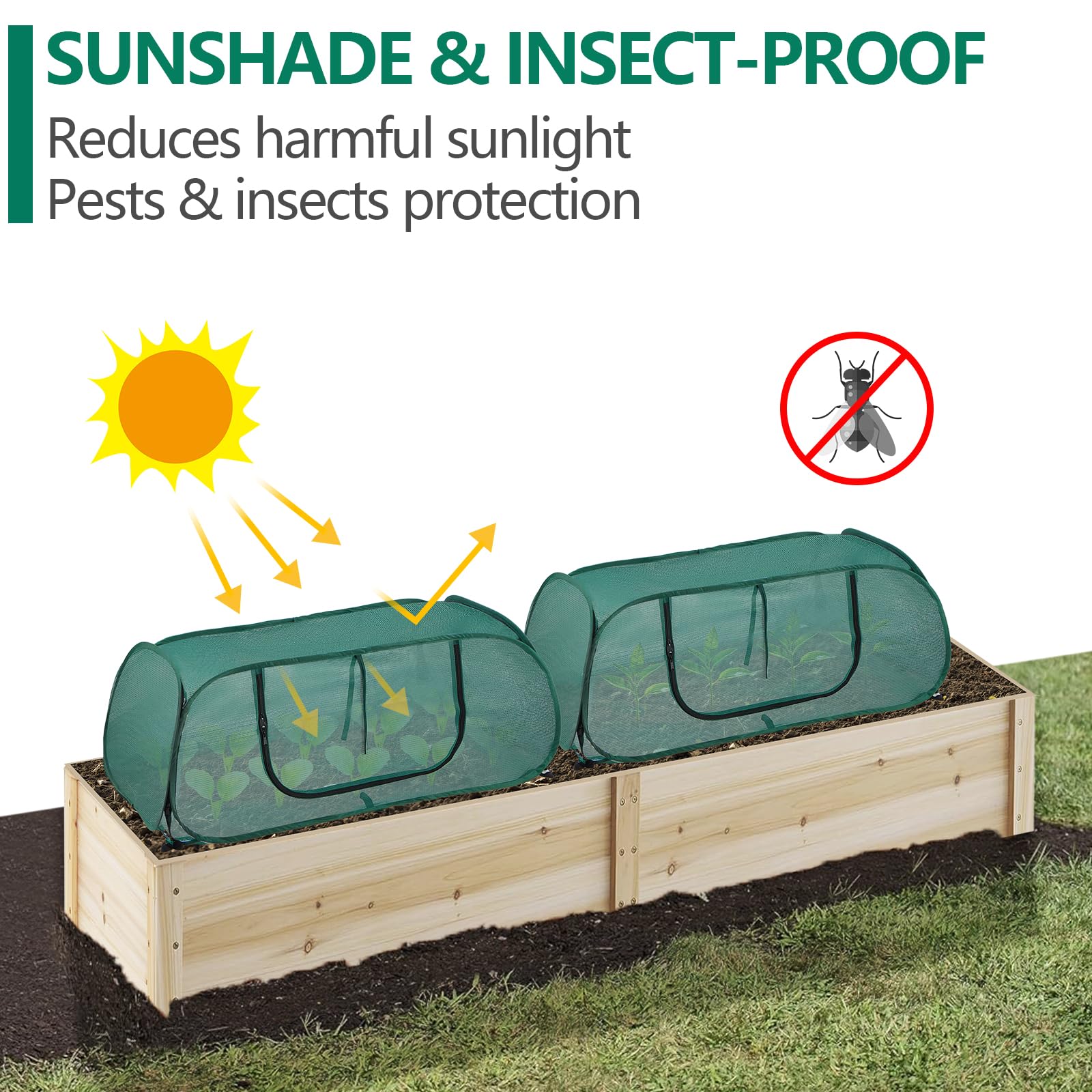 Dimensions of SUMGROW Garden Bed Cover displayed