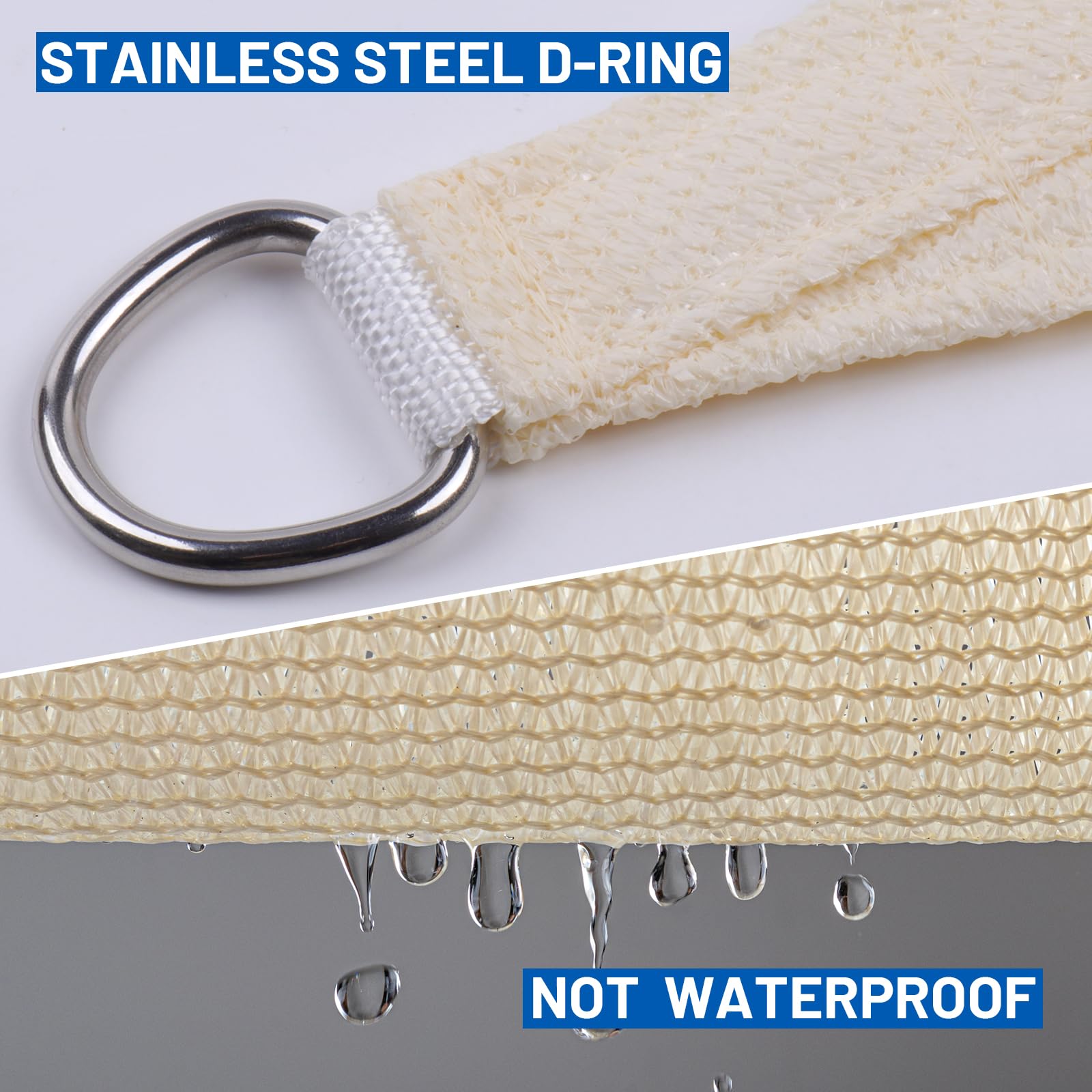 Dimensions of SUNLAX Sun Shade Sail displayed on patio