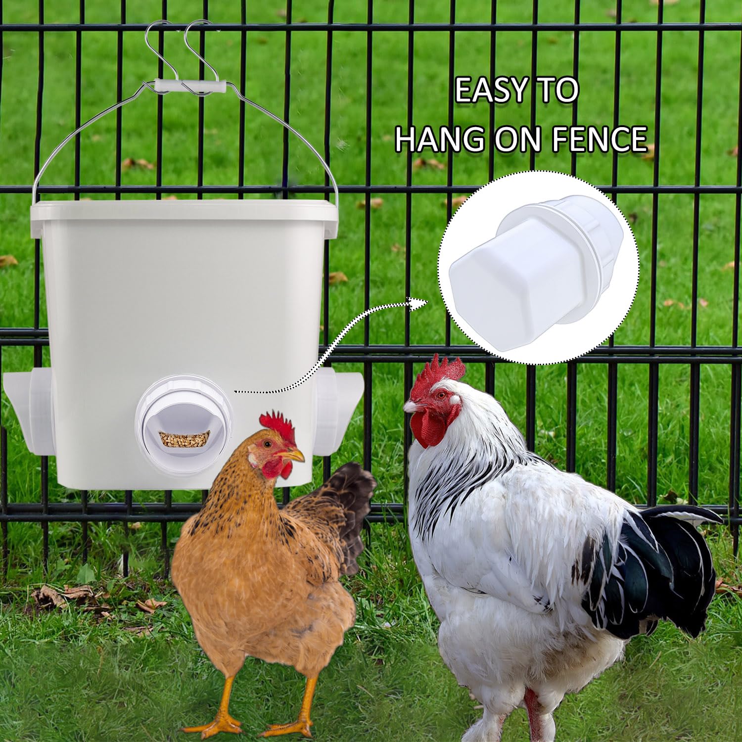 Dimensions of the mozoba Automatic Chicken Feeder and Waterer Set
