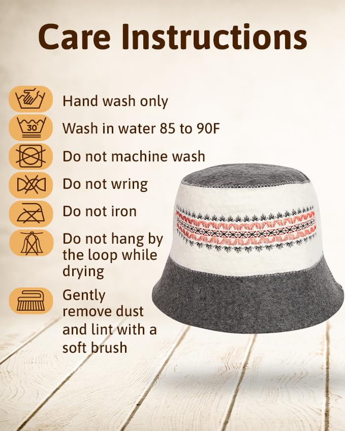 Dimensions of the Ukrainian Wool Sauna Hat displayed with a ruler