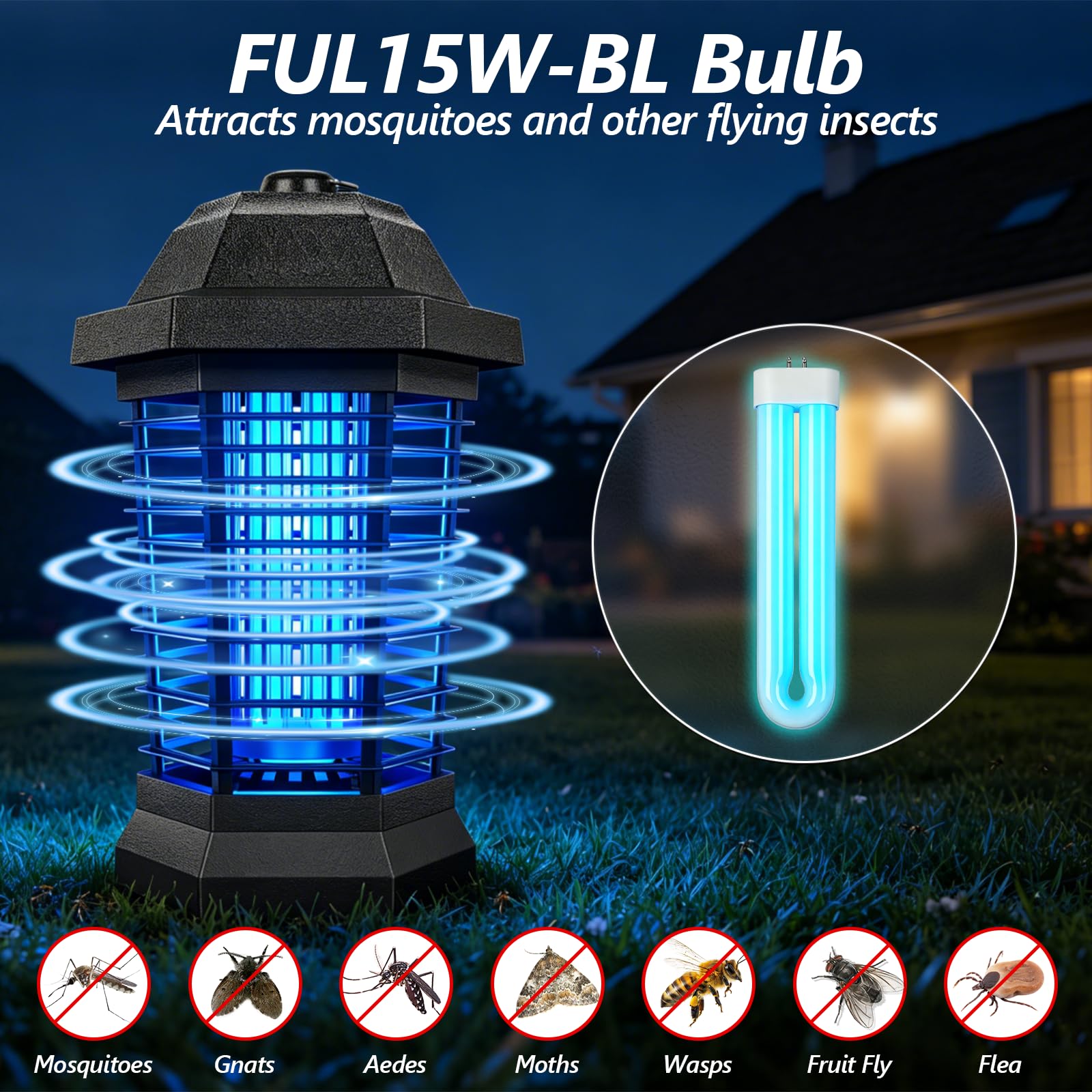 Dimensions of USKICH bug zapper bulb on measuring tape