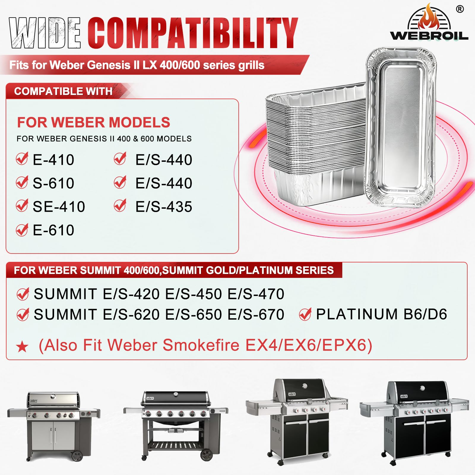 Dimensions of WEBROIL drip pan liner 11 x 5 inches
