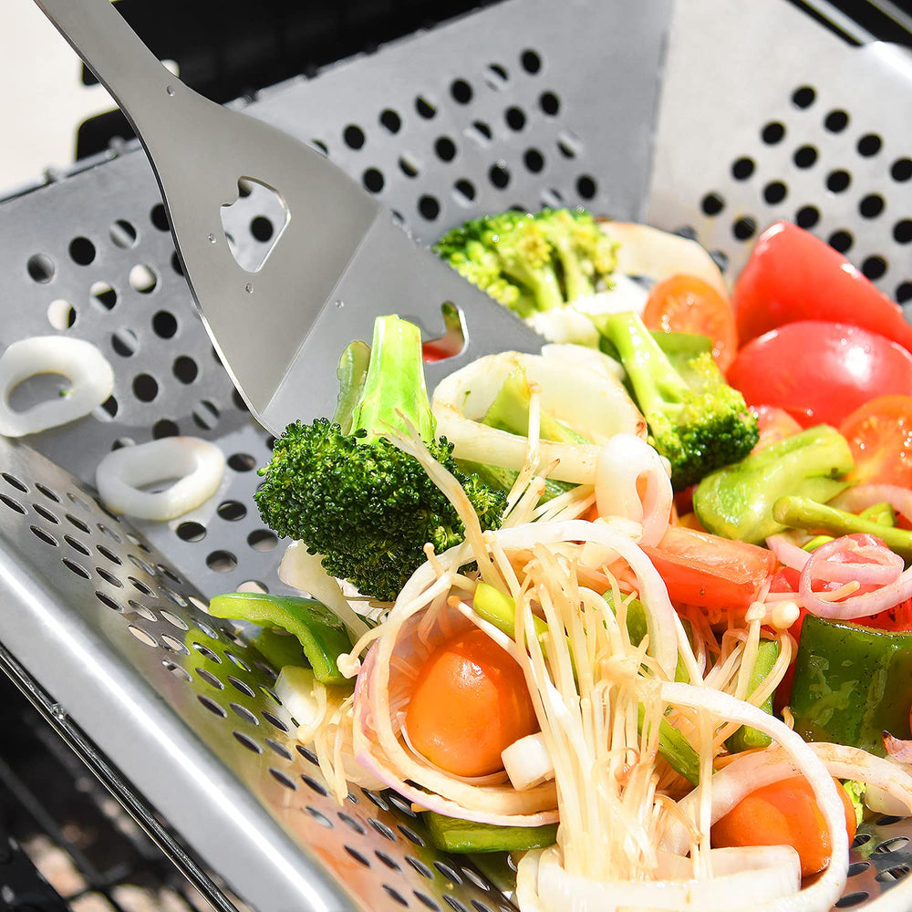 DIMESHY Grill Basket 12 Inch side view showing grill holes