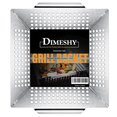 DIMESHY Grill Basket 12 Inch stainless steel front view