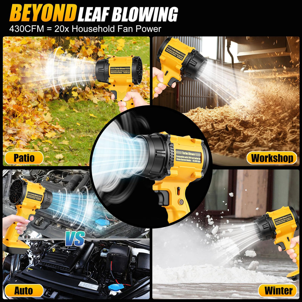 Dinftin Leaf Blower in use blowing leaves
